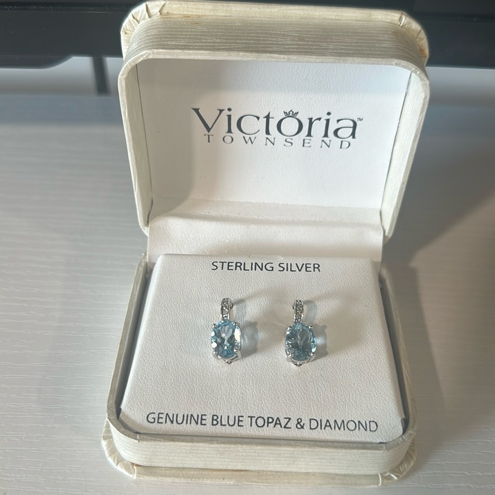 Blue Topaz & Diamond Earring